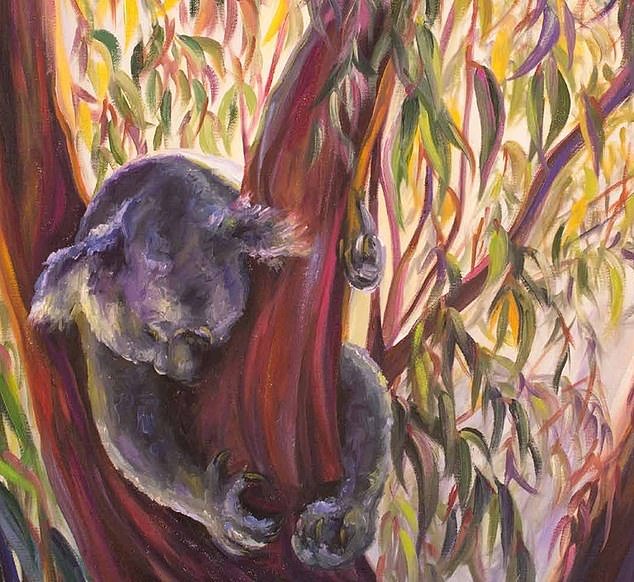 When she painted eucalyptus bark, Ms. Antico said the paint tubes flew and the result was a multi-colored tree with shades of purple, red, orange, blue and yellow